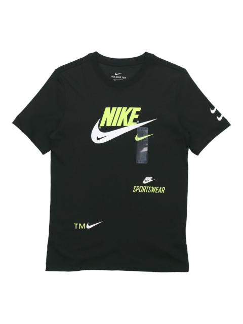 Nike Alphabet Logo Sports Short Sleeve Black CU0079-010
