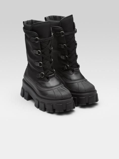 Prada Monolith leather and nylon boots