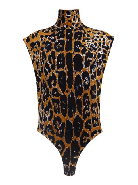Alaïa Leopard Printed Jacquard Knit Top animal