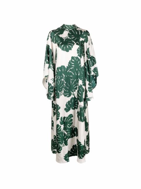 Magnifico foliage-print silk dress