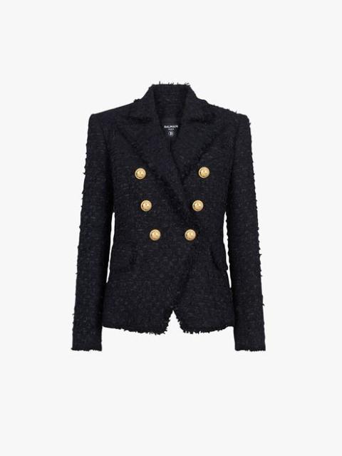 Balmain Black tweed jacket with double-breasted buttoned fastening