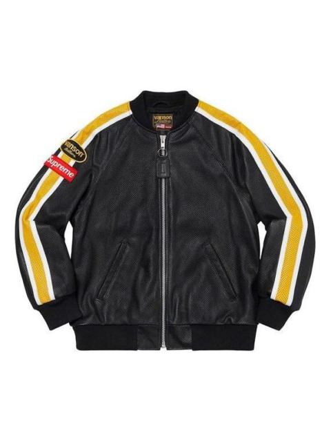 Supreme x Vanson Leathers Perforated Bomber Jacket 'Black Yellow' SUP-SS20-211