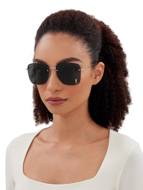 SAINT LAURENT Women's Color Animation 58MM Rimless Square Sunglasses - Black Gold Black