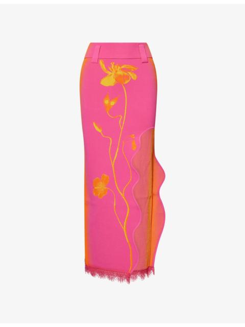 PH5 Lili Floral Stretch-Knit Midi Skirt