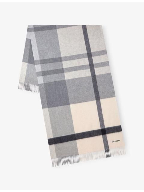 Mulberry Large-Check Merino-Wool Scarf