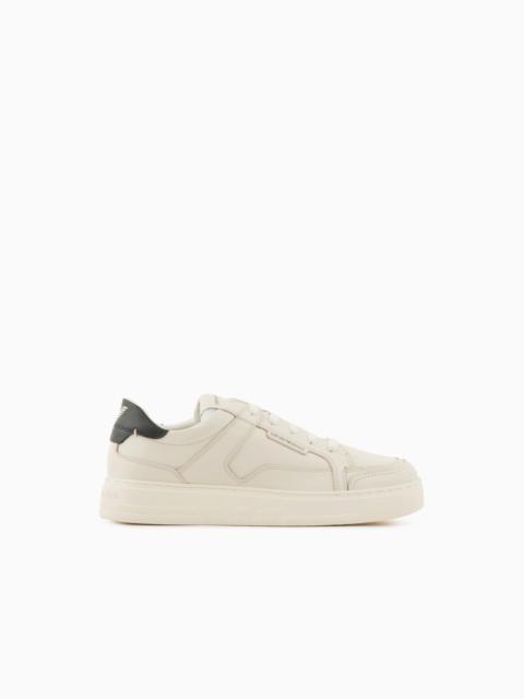EMPORIO ARMANI Hammered-leather sneakers