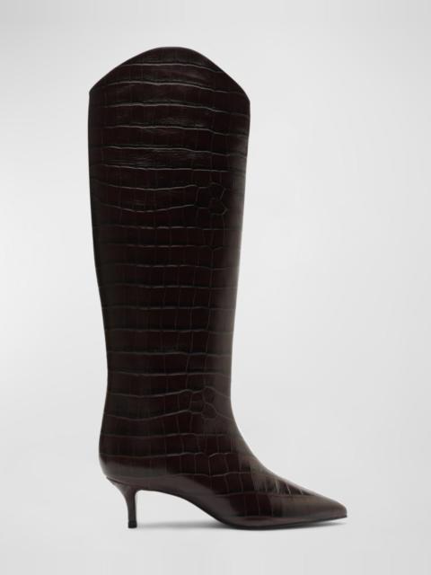 SCHUTZ Maryana Croco Kitten Tall Boots