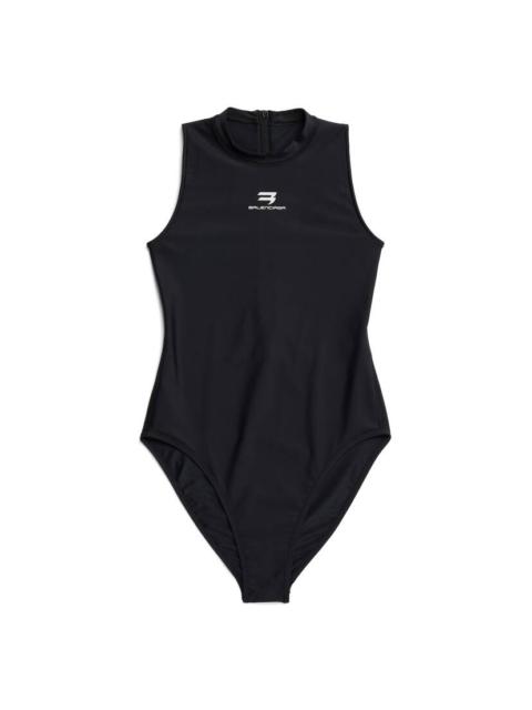 BALENCIAGA Women's Sporty Tech Racing Swimsuit in Black