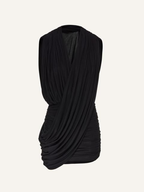MAGDA BUTRYM V neck draped mini dress in black