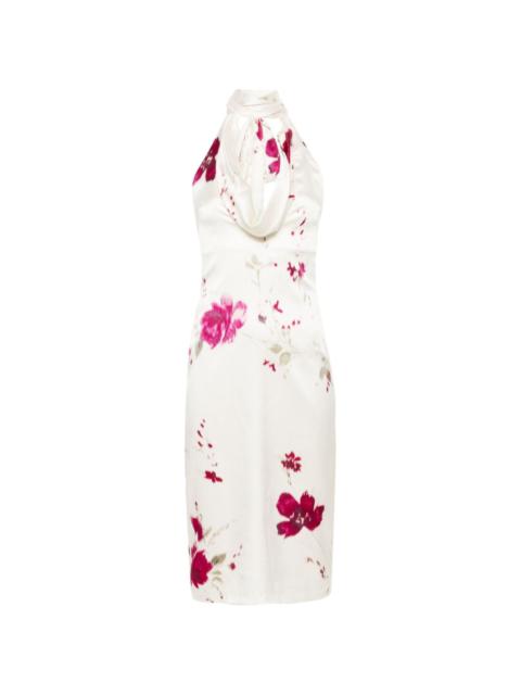 halterneck floral midi dress