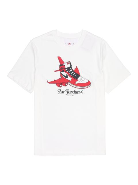 Jordan Air Jordan Shoe Alphabet Printing Round Neck Short Sleeve Unisex White DN1443-100