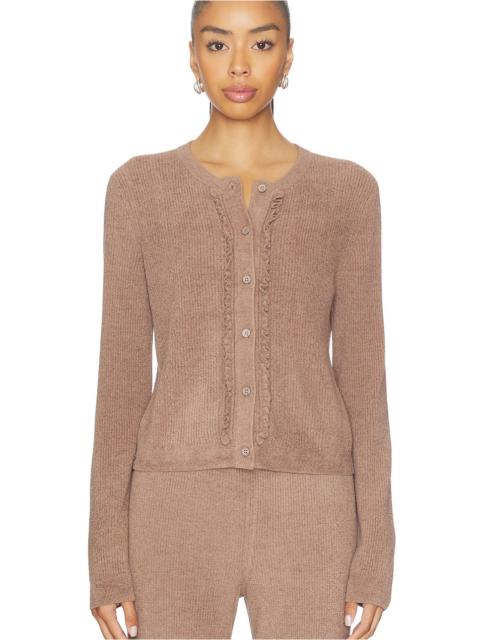 Barefoot Dreams CozyChic Ultra Lite Pointelle Rib Ruffle Front Cardigan