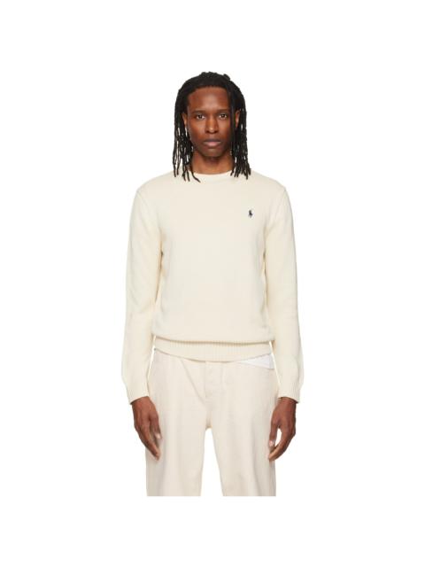 Polo Ralph Lauren Off-White Cotton Long Sleeve Sweater