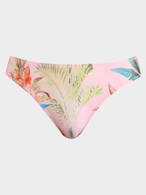 L'AGENCE Nicole Palm-Print Bikini Bottoms