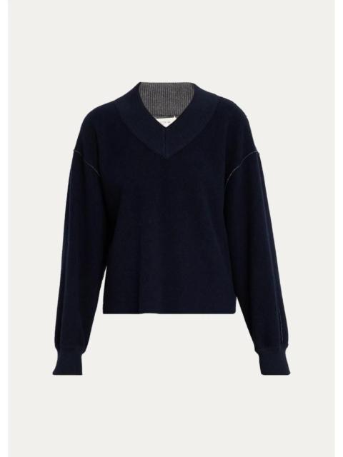 Lafayette 148 New York V-Neck Reversible Knit Sweater