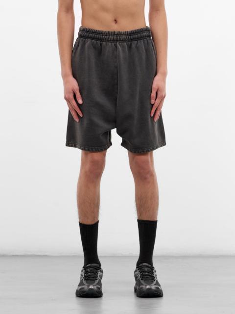 entire studios Washed Black Cotton Sweat Shorts
