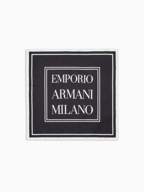 EMPORIO ARMANI Pure silk foulard with Emporio Armani Milano print