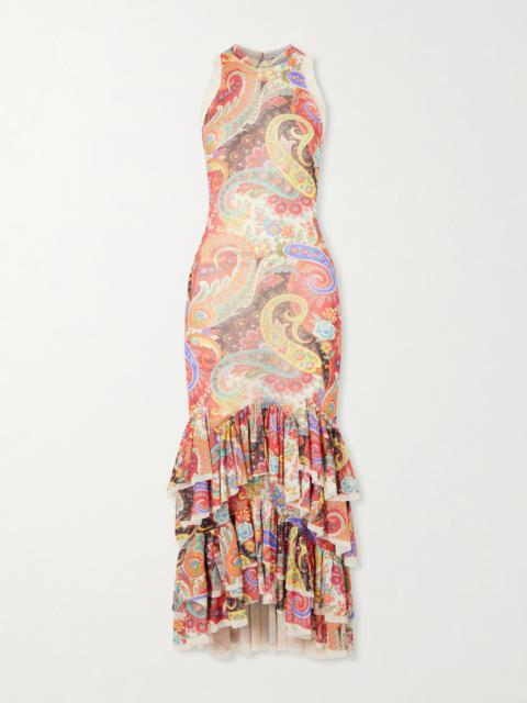 Etro Ruffled Paisley-print Chiffon Midi Dress