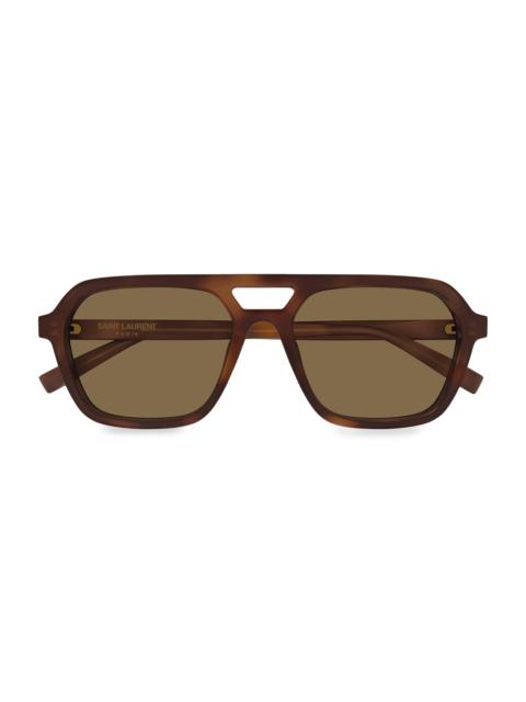 SAINT LAURENT Men's 55MM Aviator Sunglasses - Havana