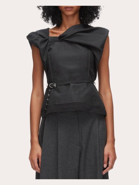 3.1 Phillip Lim Belted Draped Cotton Blend Top