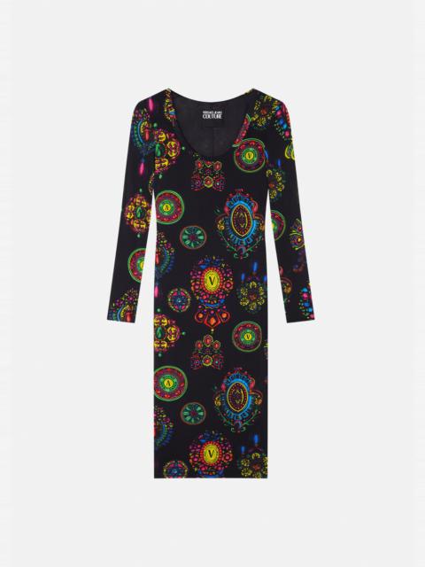 VERSACE JEANS COUTURE Regalia Print Midi Dress