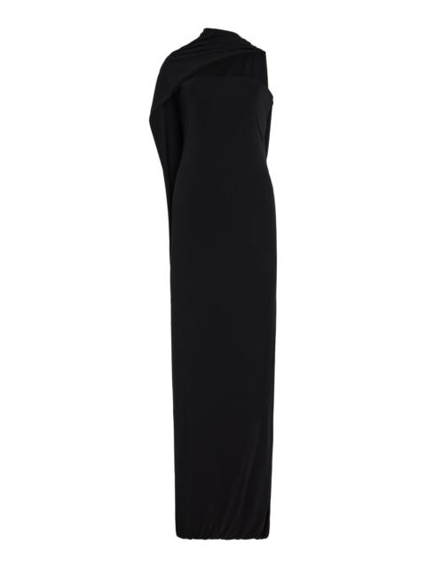 Cult Gaia Corsica Draped Cape Jersey Maxi Dress black