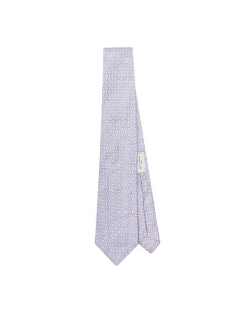 geometric-pattern print silk tie