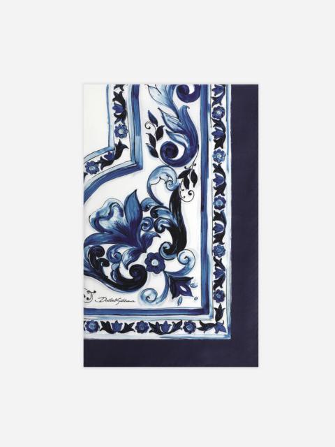 Large majolica-print twill scarf (140 x 140)