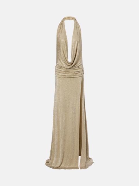 THE NEW ARRIVALS ILKYAZ OZEL Embellished halterneck gown