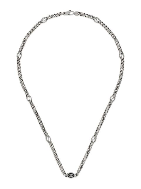 GUCCI Unisex Interlocking G Sterling Silver Gourmette Necklace - Silver