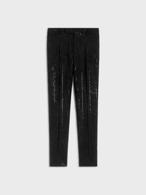 embroidered classic pants in wool gabardine