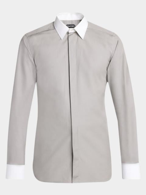 TOM FORD Men's Poplin Contrast-Trim Sport Shirt