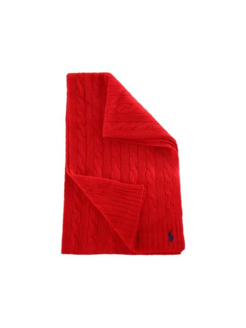 Polo Ralph Lauren cable-knit embroidered-logo scarf