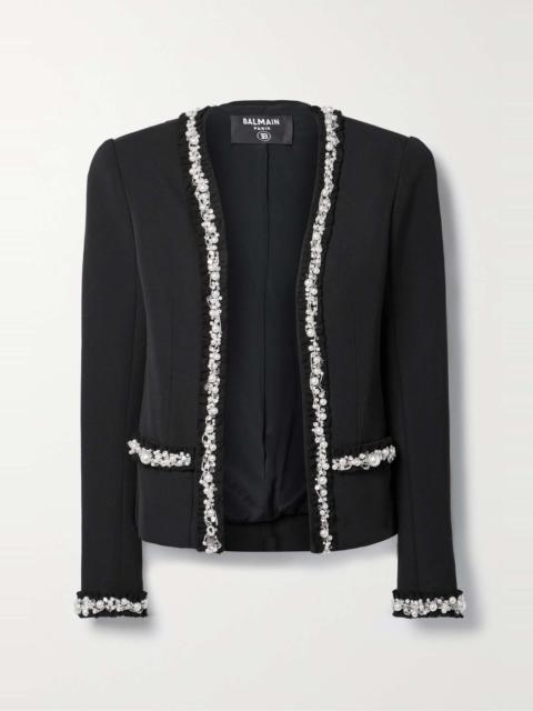 Balmain Embellished tulle-trimmed wool and cotton blazer