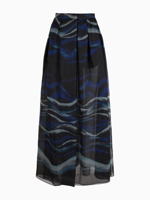 GIORGIO ARMANI Printed silk-organza, long skirt