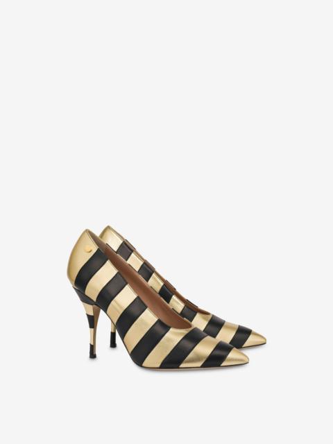 Moschino STRIPES NAPPA LEATHER AND LAMINATED PUMPS