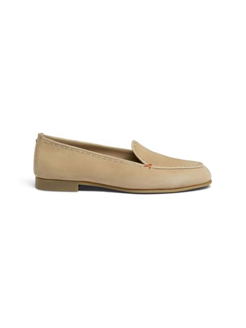 Santoni Women's beige suede loafer