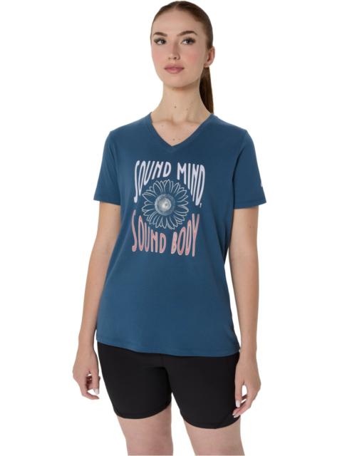 Asics WOMEN'S SUNFLOWER SLOGAN V-NECK