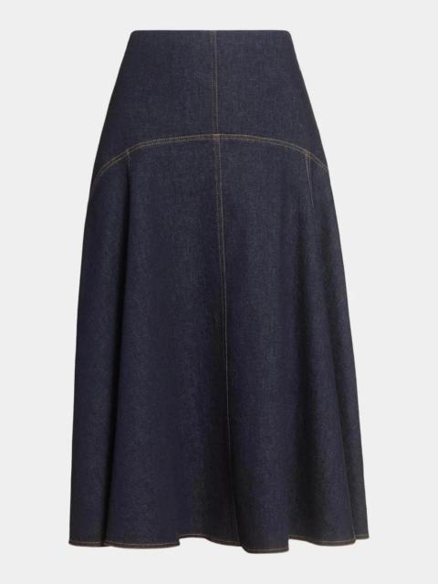 JACQUEMUS La Jupe Triangle de-Nîmes Denim Midi-Skirt