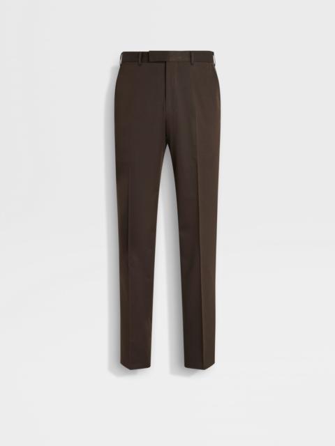 ZEGNA DARK BROWN CENTOVENTIMILA COTTON AND WOOL PANTS