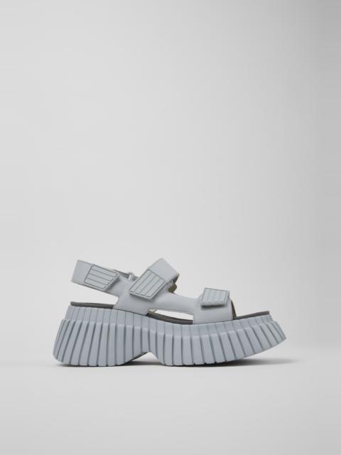 CAMPER BCN Gray Leather 2-Strap Sandal for Women