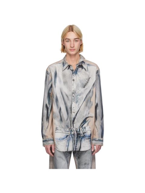 Y/Project Beige & Blue Trompe L'oeil Shirt