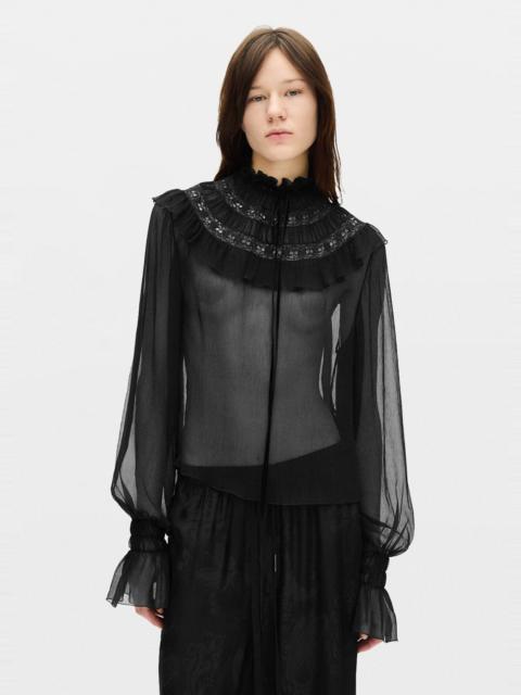 Ann Demeulemeester Palvi Ruffle Collar Top