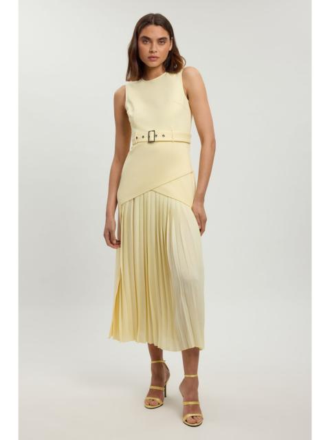 KAREN MILLEN Forever Ponte And Georgette Jersey Pleated Maxi Dress