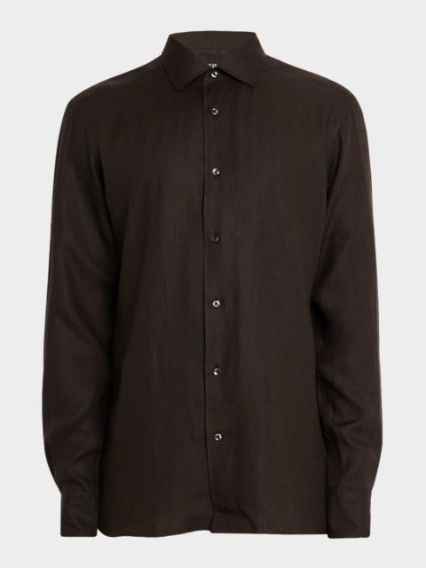 ZEGNA Men's Oasi Lino Classic Fit Button-Down Shirt