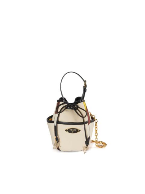 logo-plaque cotton bucket bag