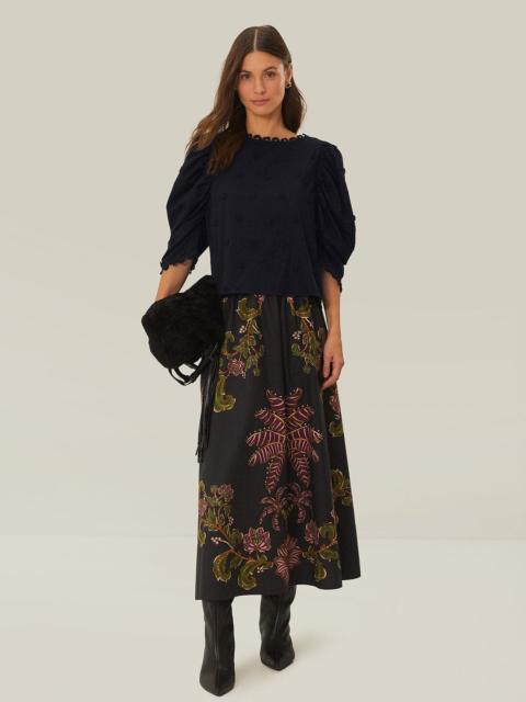 FARM RIO Black 3D Flowers Blouse