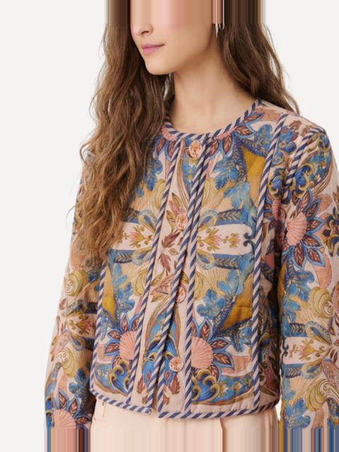 FARM RIO Soft Pink Sea Garden Scarf Buttoned Jacket