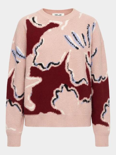 DIANE VON FURSTENBERG Mirella Floral Intarsia Wool-Cashmere Sweater