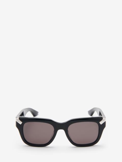 Alexander McQueen Men's Punk Rivet Square Sunglasses in Black/smoke